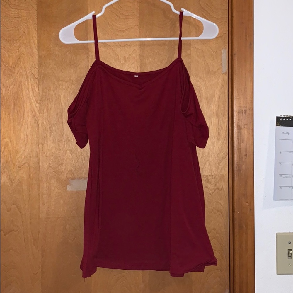 Red Cold Shoulder shirt